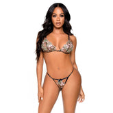 Leg Avenue Floral Sheer Bra and GString Black Large > Clothes > Bra Sets